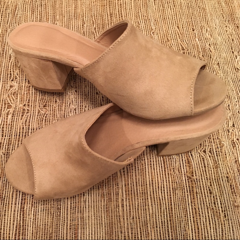 Wild Diva Tan Suede Summer Mules