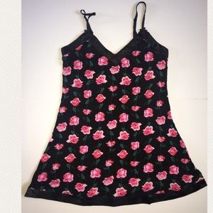 Betsey Johnson NWT Pajama Gown Black & Floral Pink
