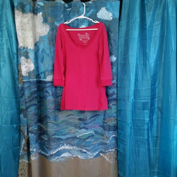 Forever 21 Tops - Hot Pink 3/4 Sleeve Shirt Forever 21 Tops - Hot Pink 3/4 Sleeve Shirt