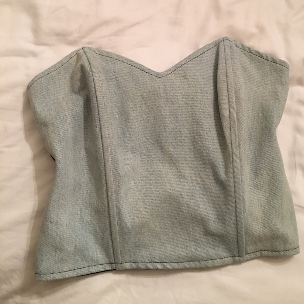 Handmade Rojas Denim Crop Bustier Top