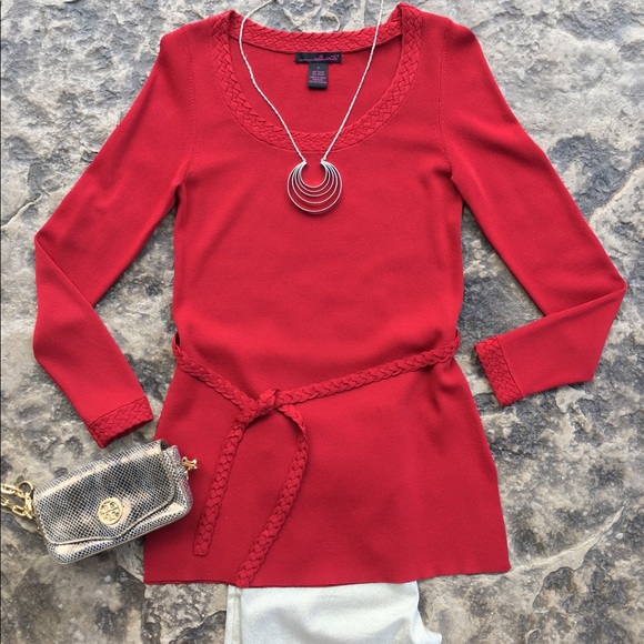 Red Long Sleeve Blouse- Gorgeous! - Picture 2 of 4