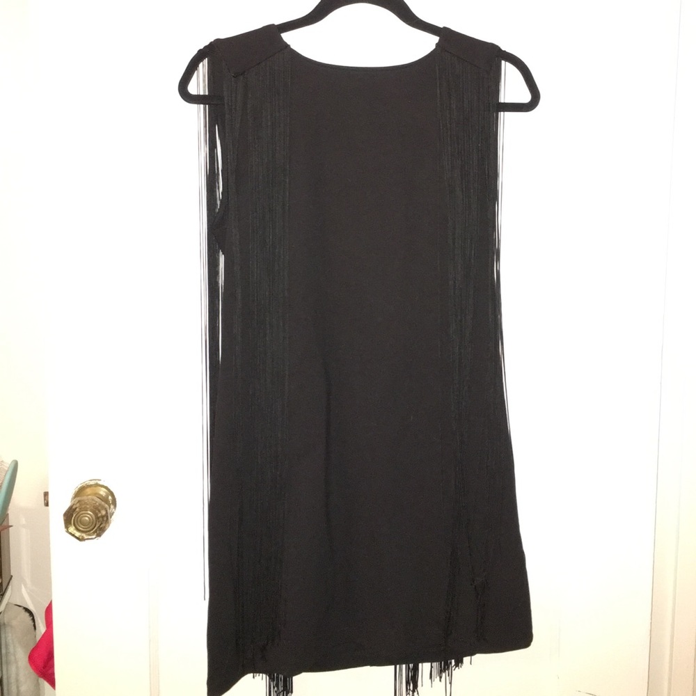 Black fringe little black dress
