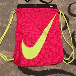 Nike drawstring bag. Pink and yellow.