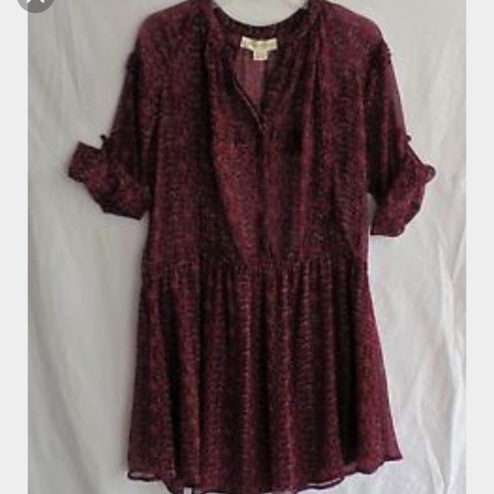 Urban outfitter 70s dark red floral bohemian dress