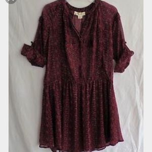 Urban outfitter 70s dark red floral bohemian dress