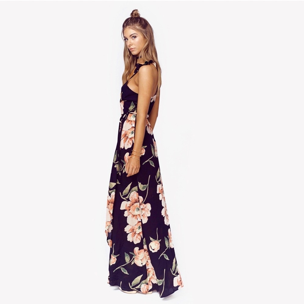 💥 SALE Low Cut Surplice Slit Floral Maxi Dress - Picture 3 of 4