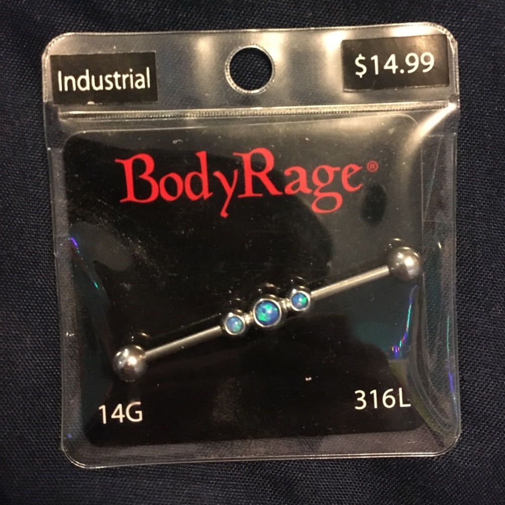 Silver & Blue Opal Industrial Bar