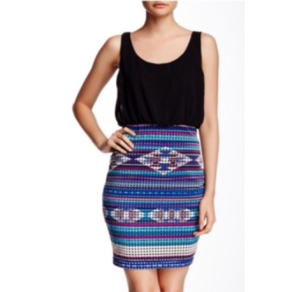 Southwestern Bodycon Dress Mini Stretch Skirt - Picture 2 of 3