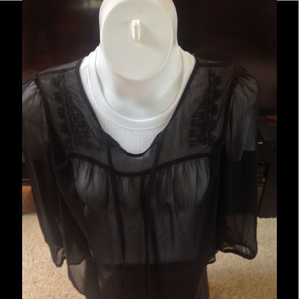 XXL Mossimo black sheer top 3/4 sleeve