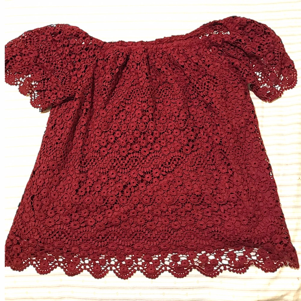 Maroon off the shoulder top