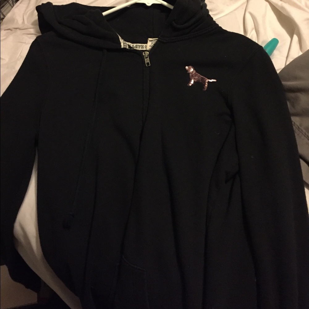 Black zip up Victoria secret pink jacket