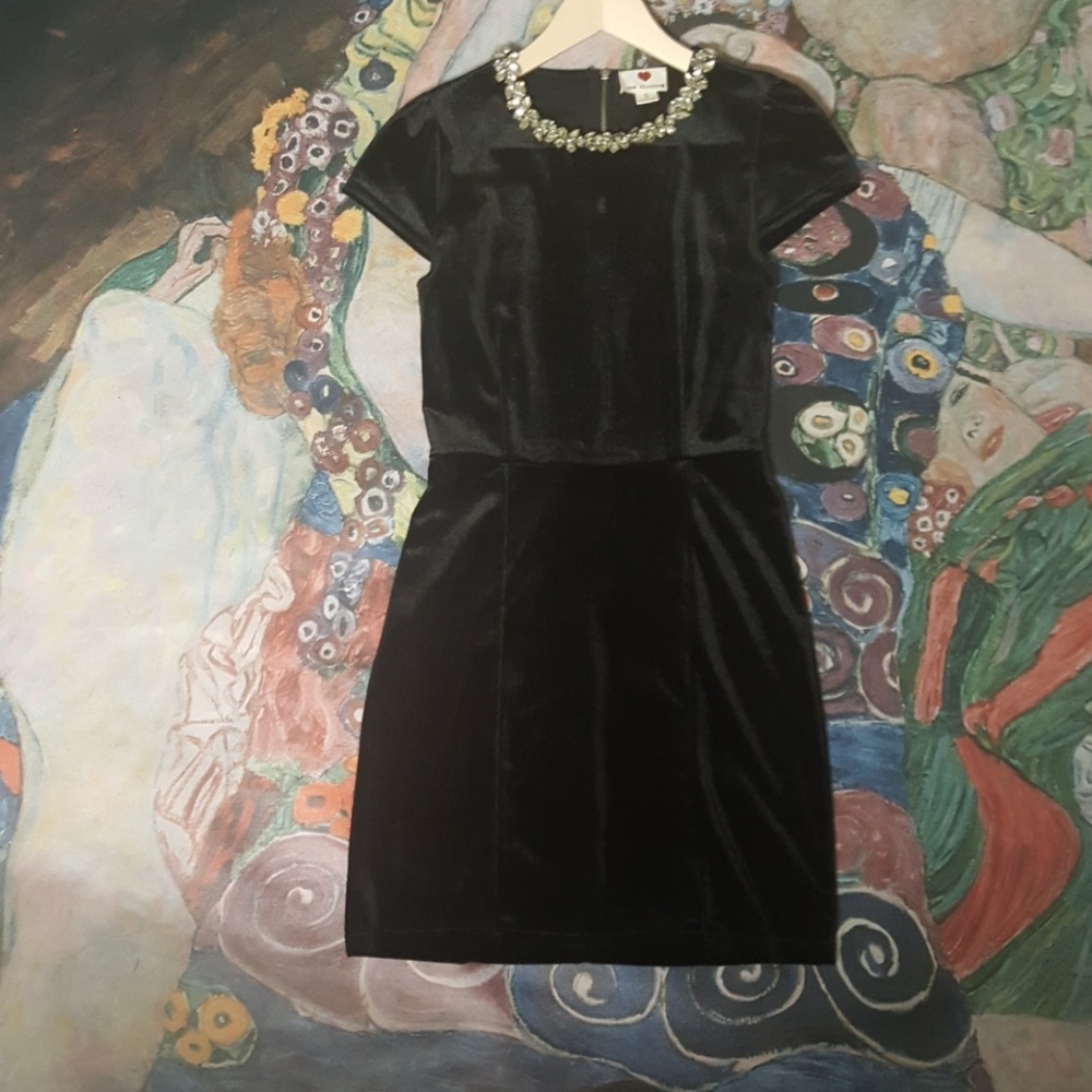 Rich black velvet jeweled dress