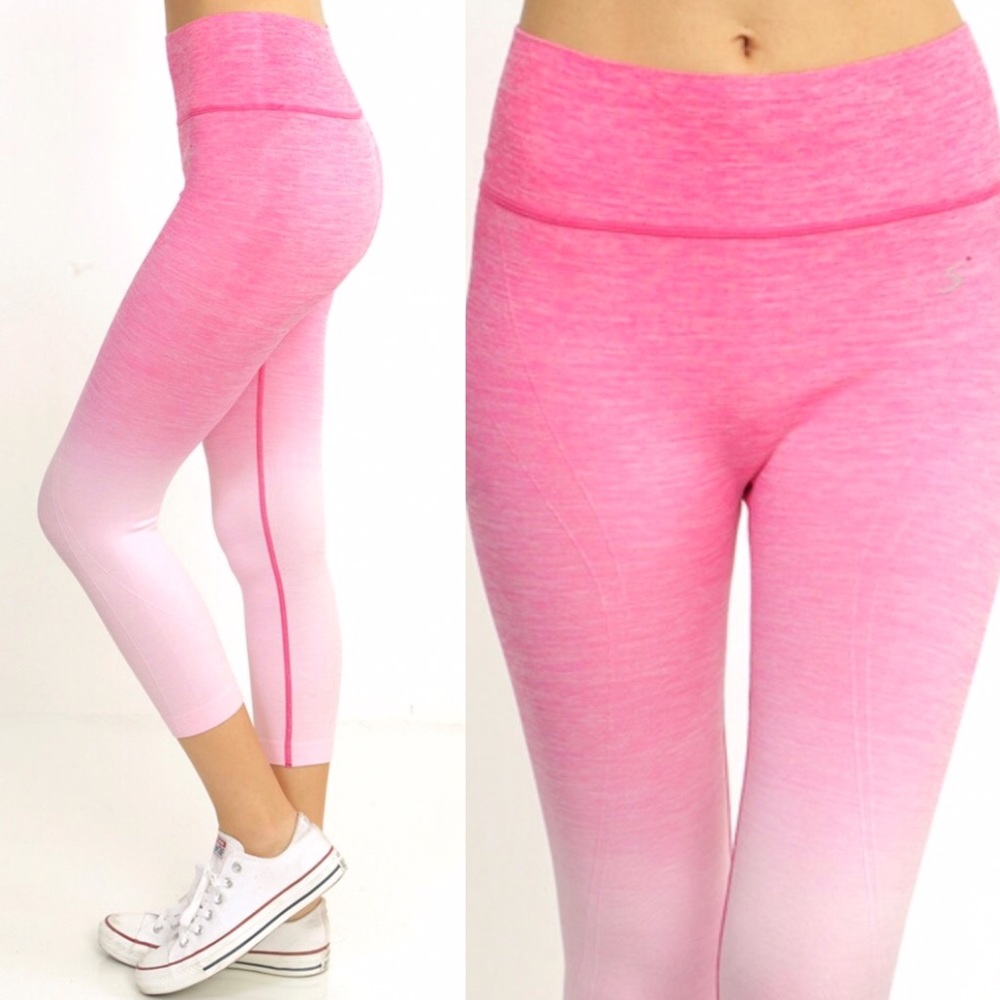 Pink White Ombré Activewear Workout Leggings NWT