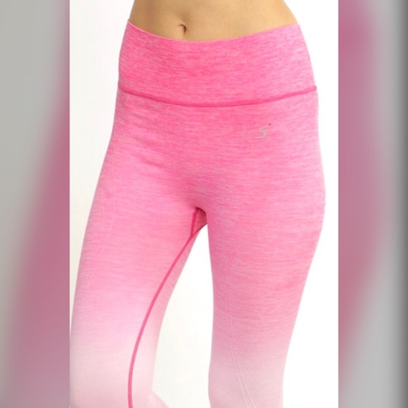 Pink White Ombré Activewear Workout Leggings NWT - Picture 2 of 6