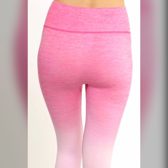 Pink White Ombré Activewear Workout Leggings NWT - Picture 3 of 6