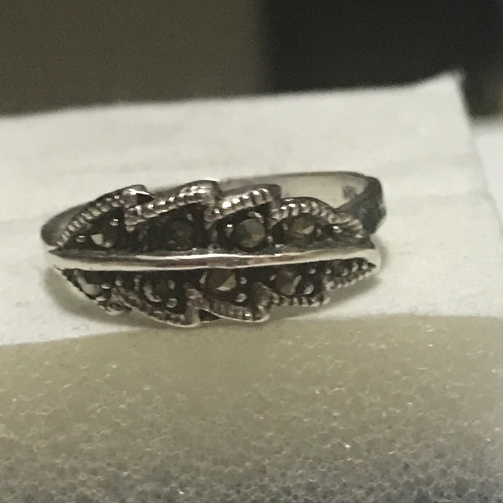 Marcasite Leaf Sterling Silver Ring - image 5