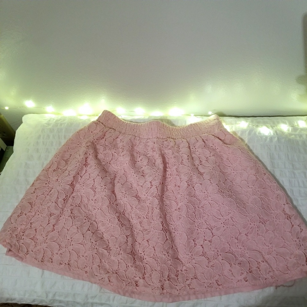 Pink lace skirt