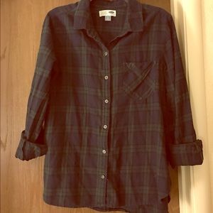 Old navy green and blue plaid button down shirt