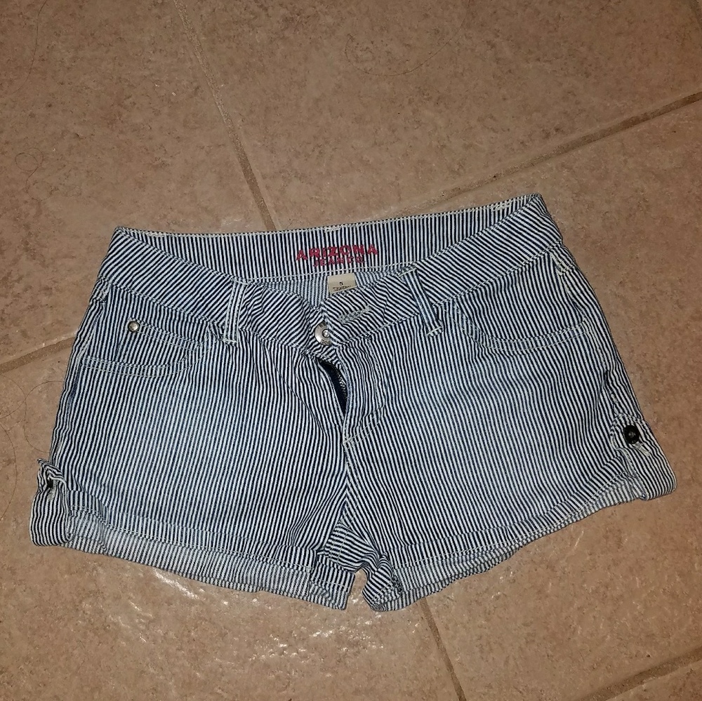 Blue and white striped shorts