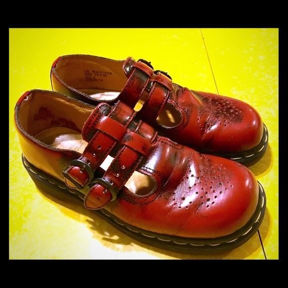 Dr. Martens Shoes - RARE Vintage Mary Jane Doc Martins Cherry Red