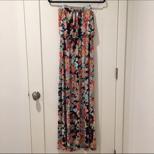 Strapless Floral Maxi Dress