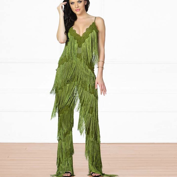 rihanna olive green jumpsuit