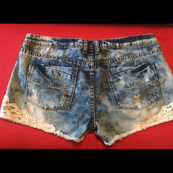 SOLD Chelsea & Violet Crochet Denim shorts - Picture 2 of 4