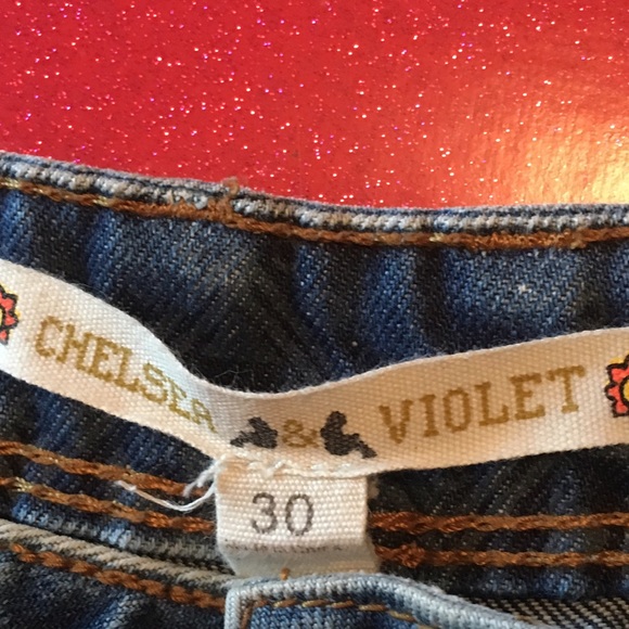 SOLD Chelsea & Violet Crochet Denim shorts - Picture 3 of 4