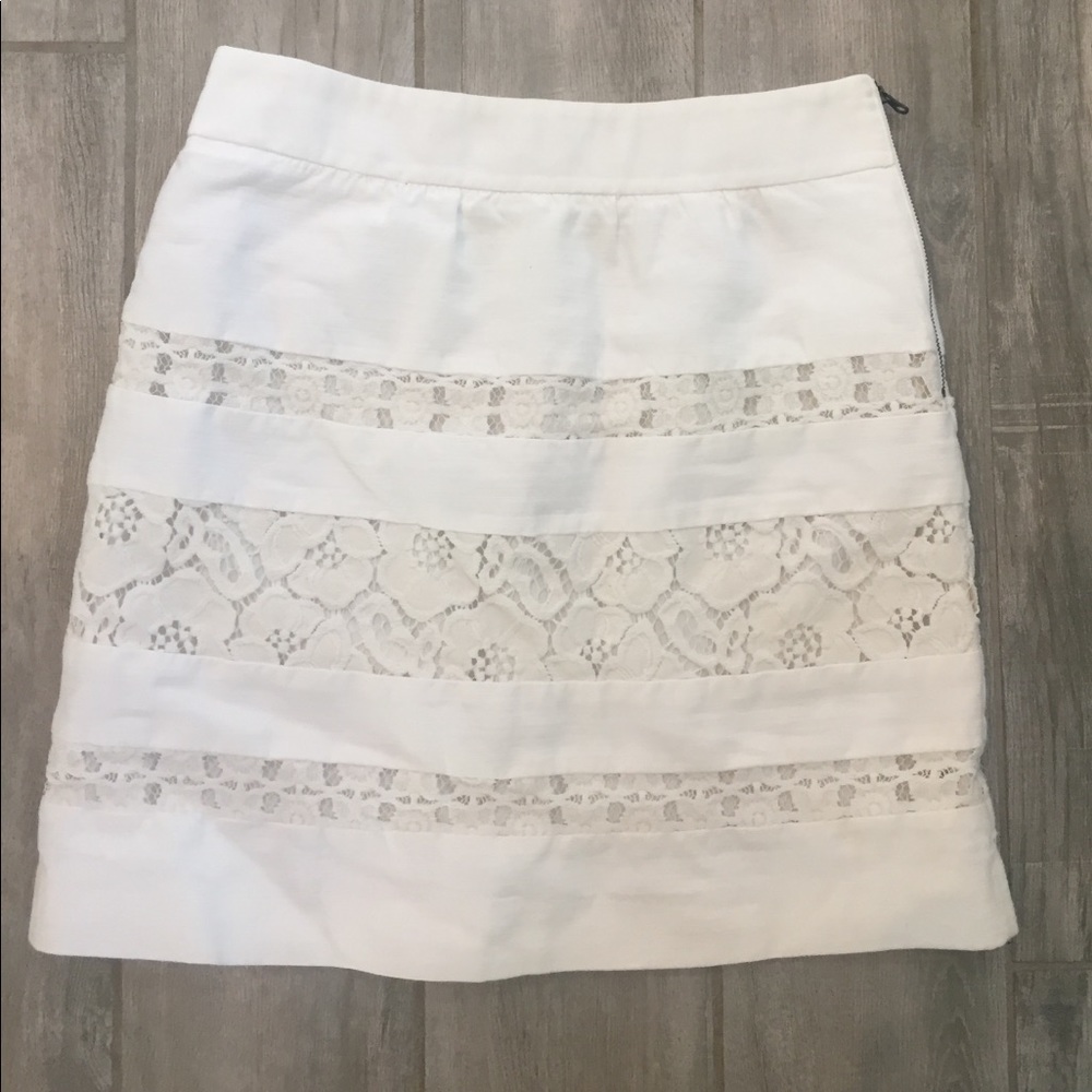 Loft White Floral Lace Skirt