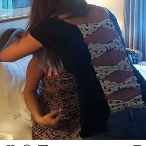 Black open back shirt