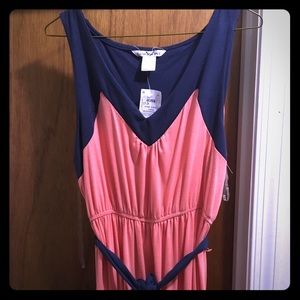NWT Coral and navy maxi dress