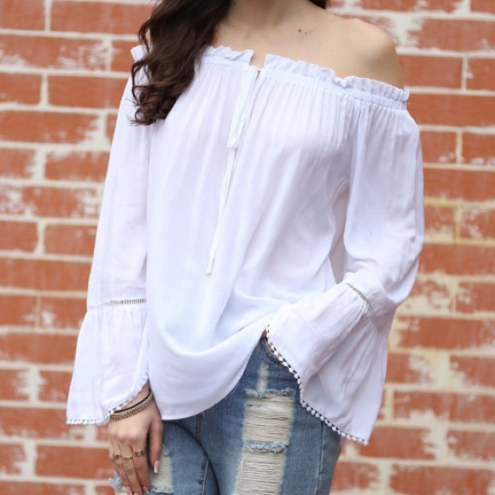 NWOT over the shoulder white long sleeve top