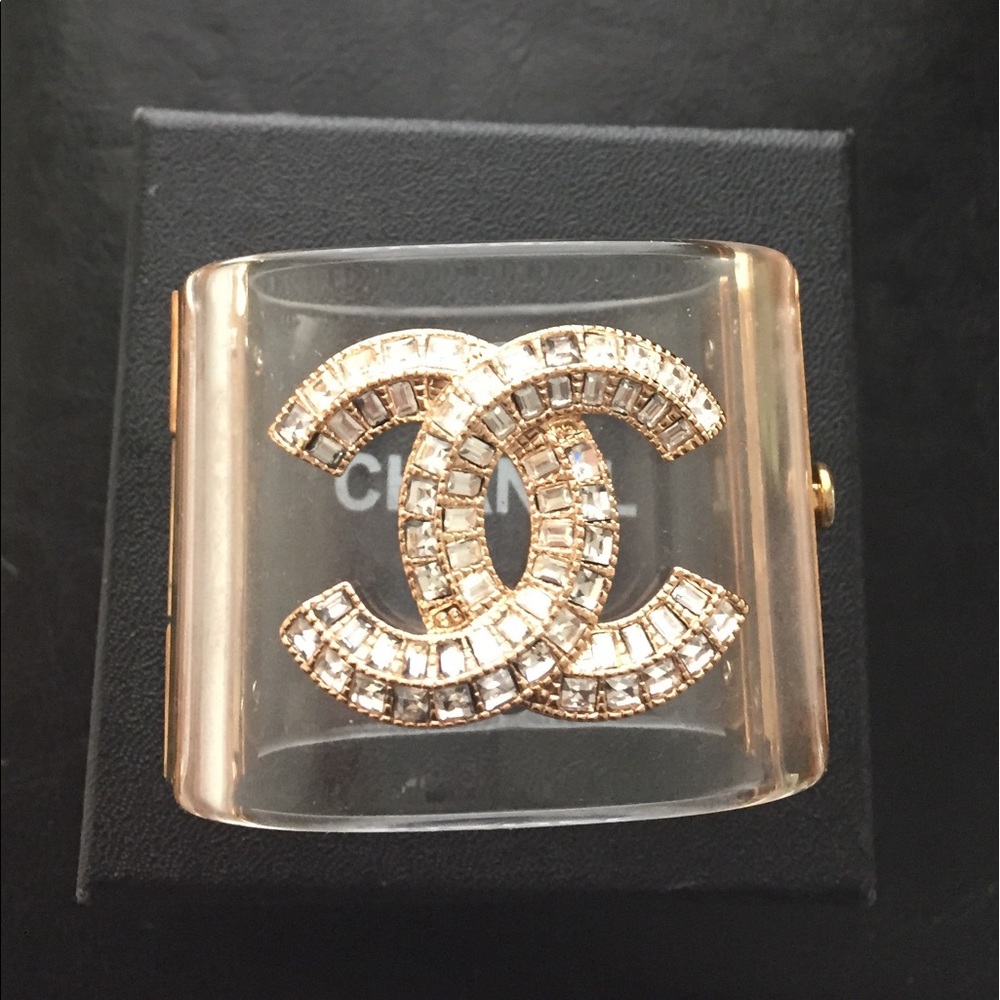 Clear and gold bangle cuff