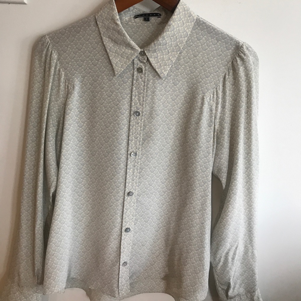 Tocca cream and light blue silk  blouse