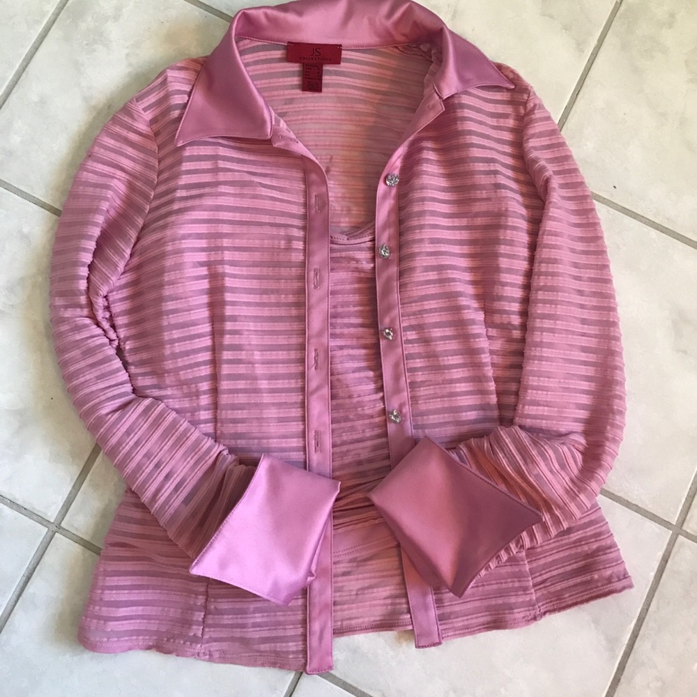 JS Collection pink rubbed jacket and tanktop