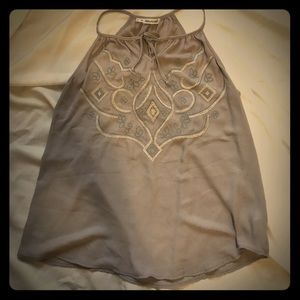 Grey embroidered light no tie halter