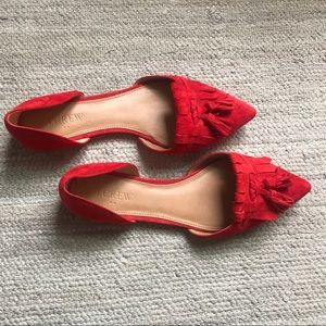 J.Crew Red D'orsey Tassel Flat Size 7