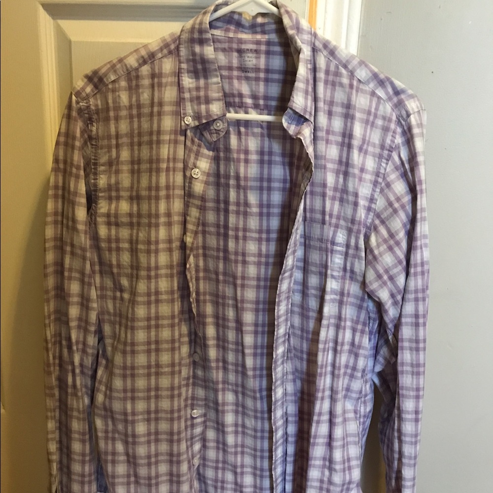 J.Crew purple white checkered patterned buttondown
