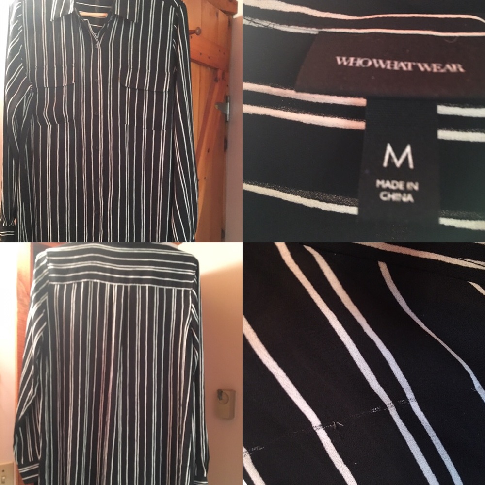 Who What Wear Black/White Button/down Blouse