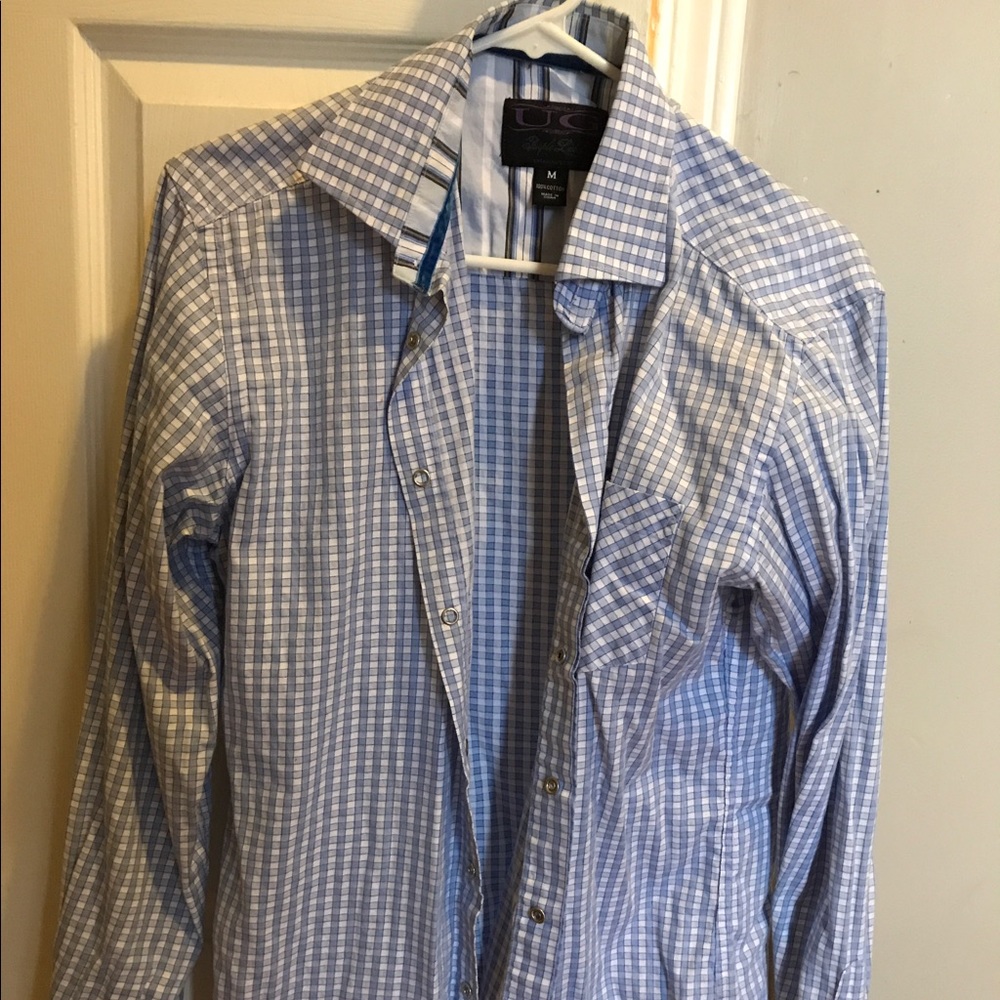 Blue and white gingham buttondown shirt