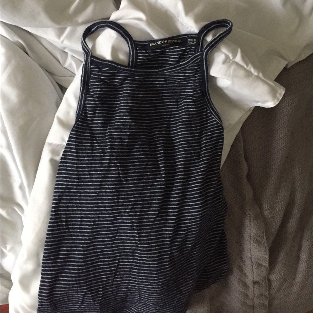 Brandy Melville blue and white halter top