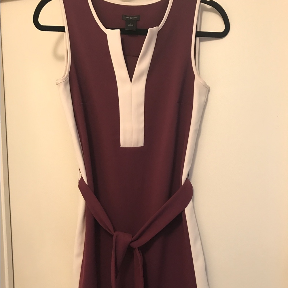 Ann Taylor Colorblock Tie Waist Dress
