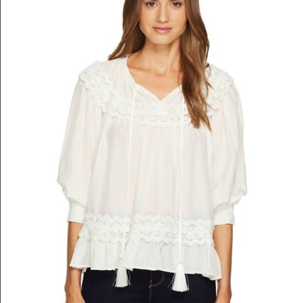 Kate Spade Lace Inset Silk Top