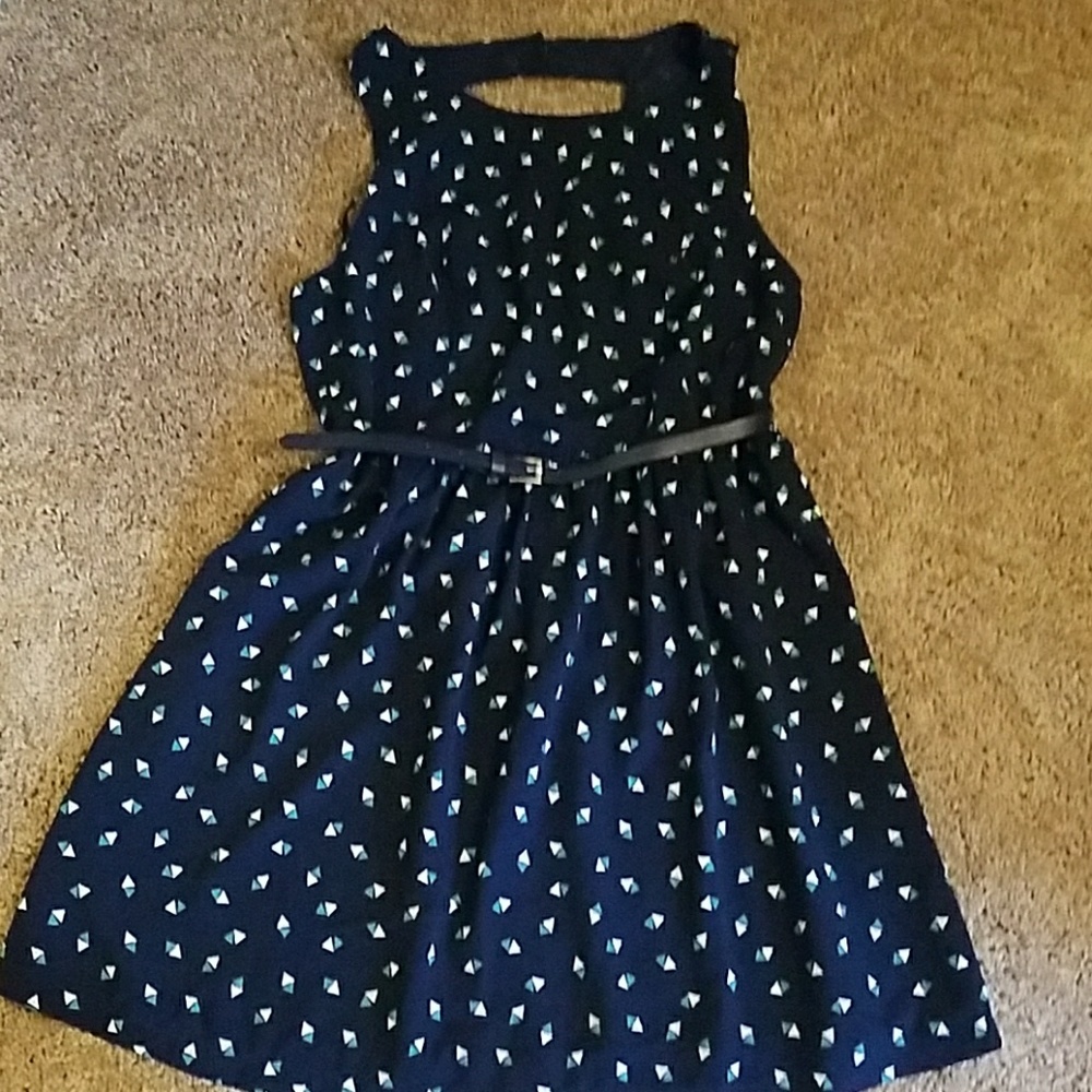 Navy fit and flare dress
