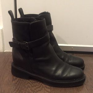Vince Moto Leather Boots with Shearling