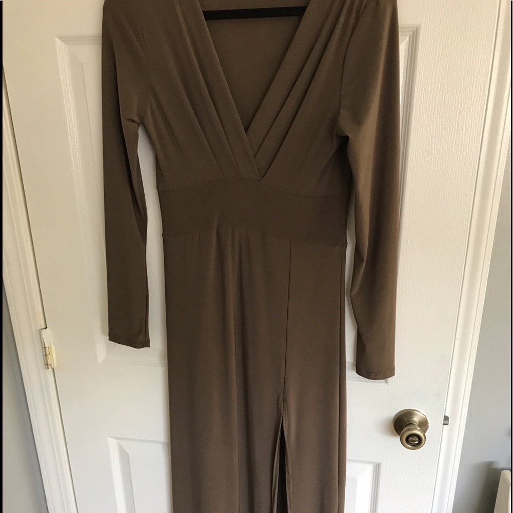 Long Sleeve Maxi Dress with Slit