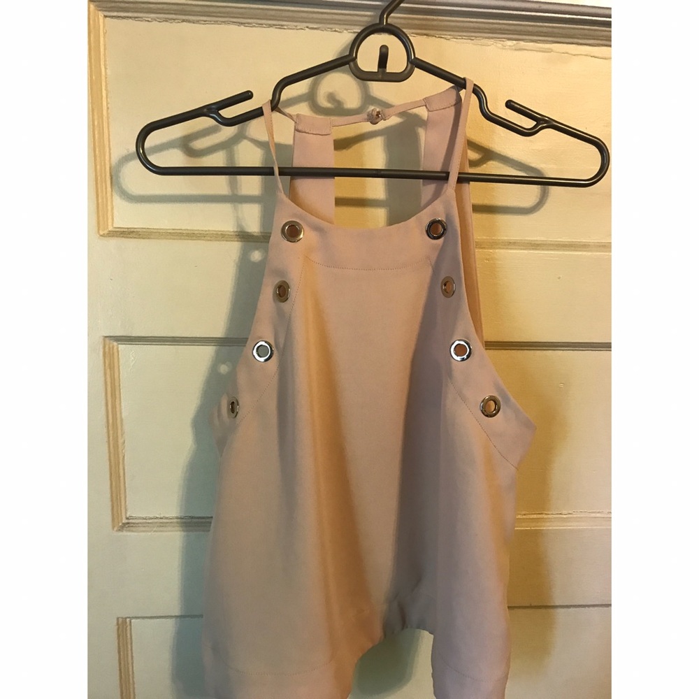 Cream with silver ring detail tank