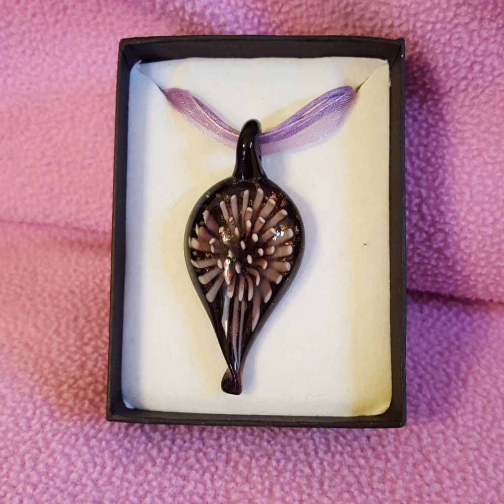 Blown glass adjustable necklace