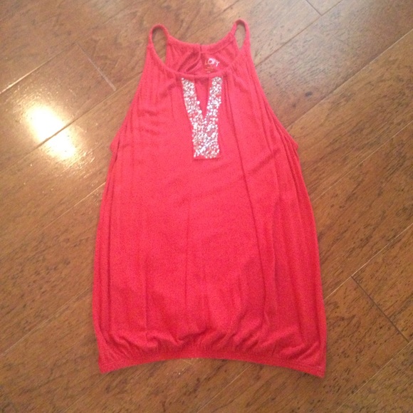 Sale!! Hot Red Sequin Tank Top - Picture 1 of 4