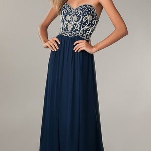 Sean Collection Navy Blue embellished gown